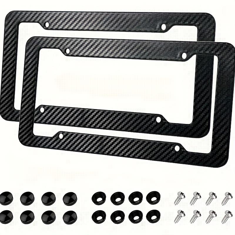 Durable Abs Plastic License Plate Frame, Carbon Fiber Design for Us & Canada Plates, Includes Screws and Nuts, Automotive Accessory