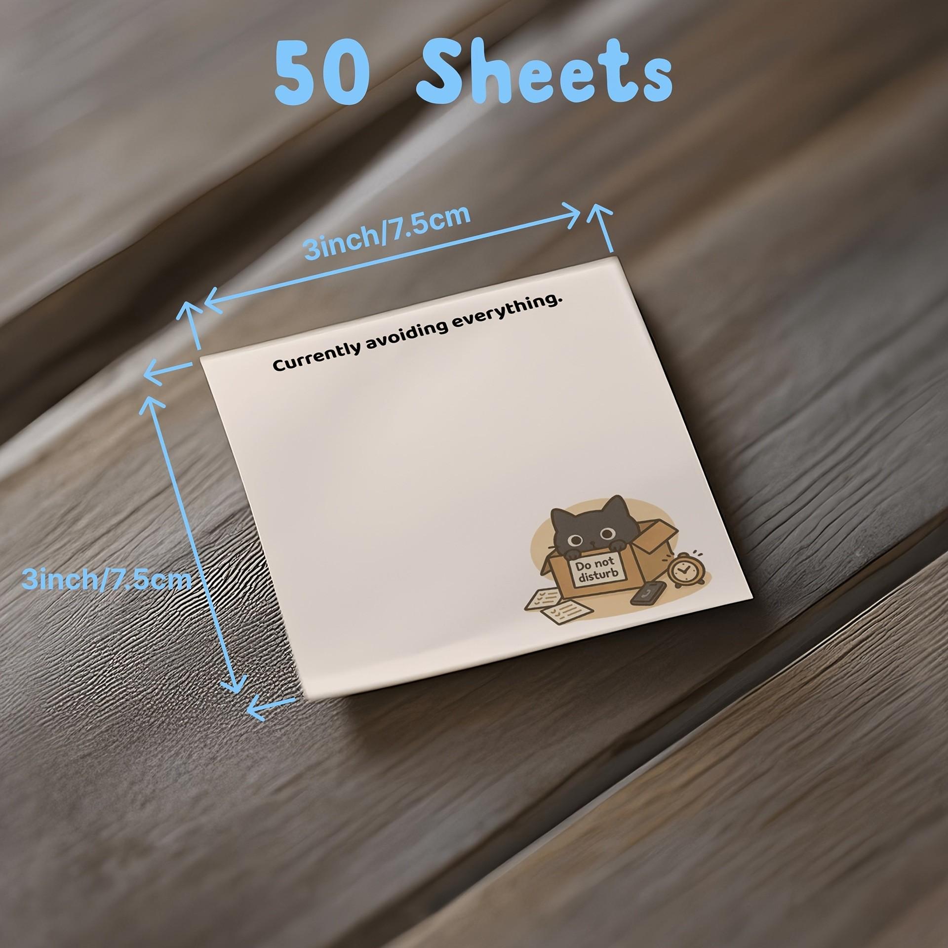 Black Cat Sticky Notes 4-Pack Set, Cute Self-Adhesive Memo Pads with Four Designs, Perfect for Office, School, Journaling, Great Stationery Gift