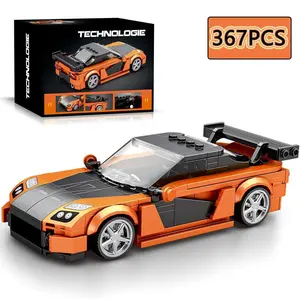 367PCS Orange Sports Car Building Block Creative City Vehicle Classic Car Model Bricks Desktop Display Kids Toys Holiday Gifts