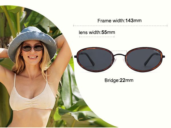 SOJOS Retro Trendy Oval Polarized Sunglasses for Women Men, 90s Vintage Circle Round Sunnies