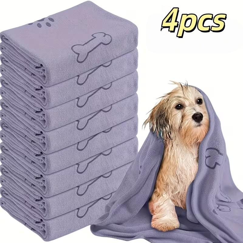 4-Pack Dog Towels, Quick-Dry Microfiber Pet Bath Towels, Medium Size, Durable and Easy to Use, Ideal for Dogs and Cats