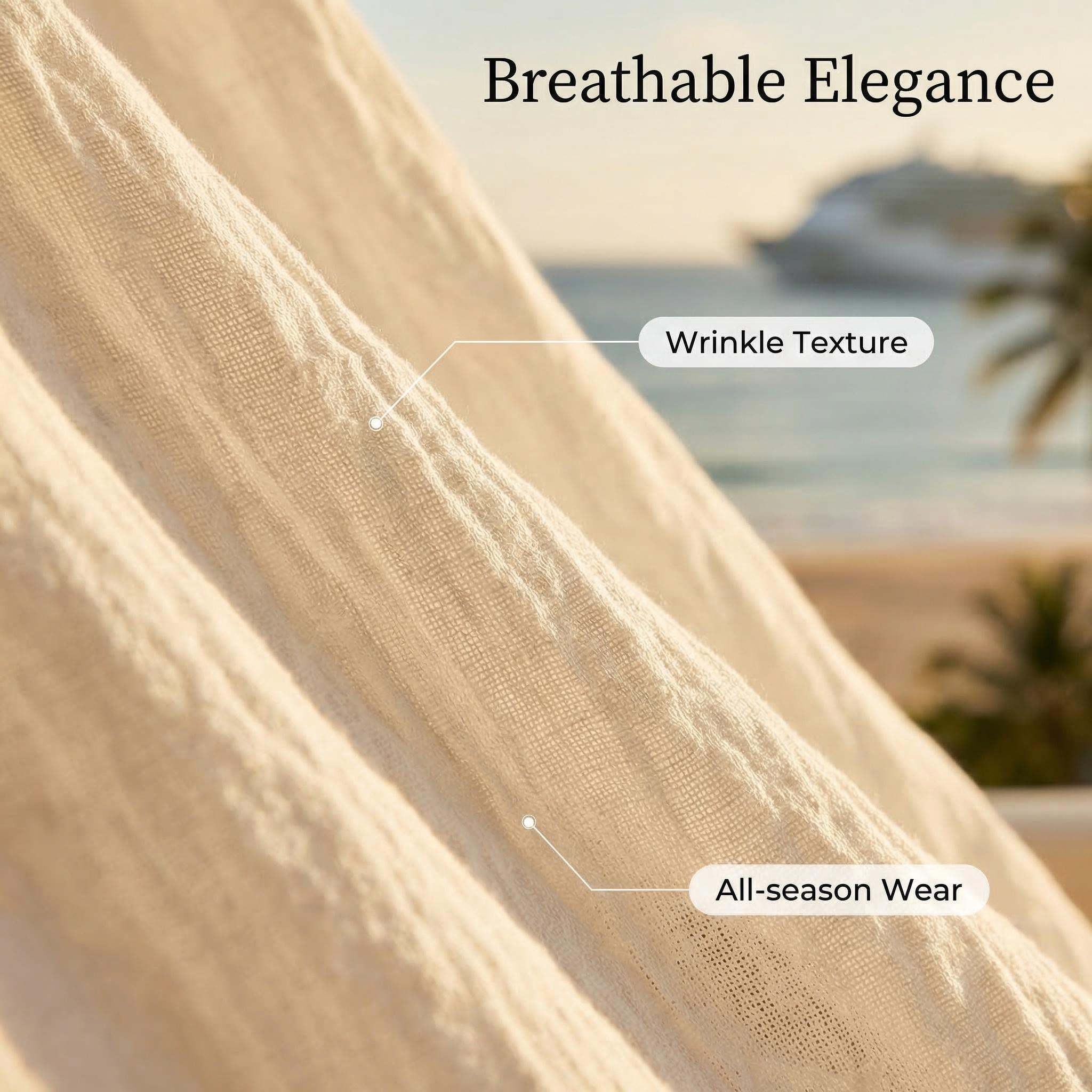 Men's Linen Polo Shirt & Pants Set, Classic Casual Loose-Fit Long Sleeve Top, Spring & Fall Woven Fabric for Daily Wear