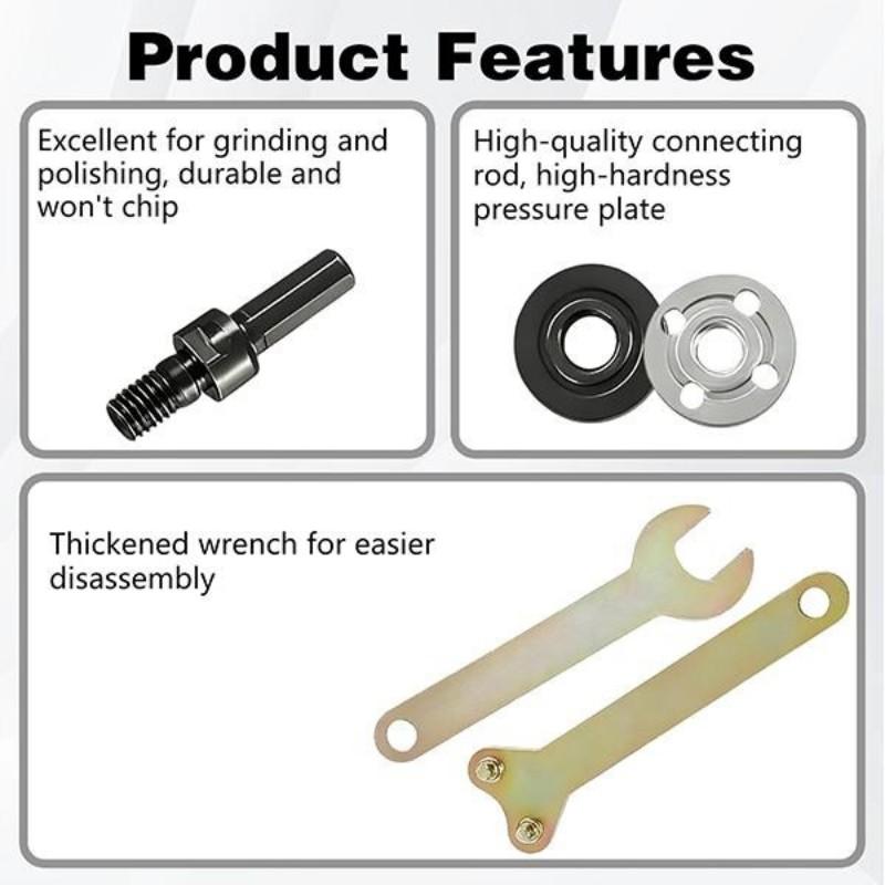 10-Piece Drill Angle Grinder Rod Set, Adjustable 10mm Rotating Drive Shaft Accessories, Includes Wrench, Fits Cutting Polishing Sponges