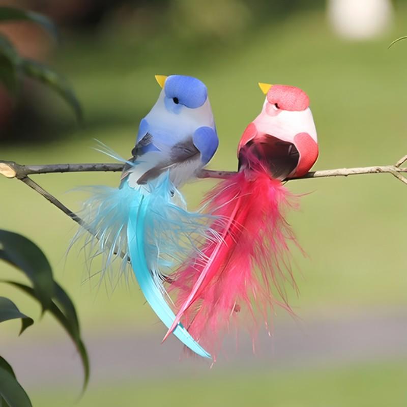 6-Piece Set Realistic Bird Decorations, Garden Decoration, Living Room Plant Decor, Outdoor Plant Decor, Forest Party Supplies, Random Colors