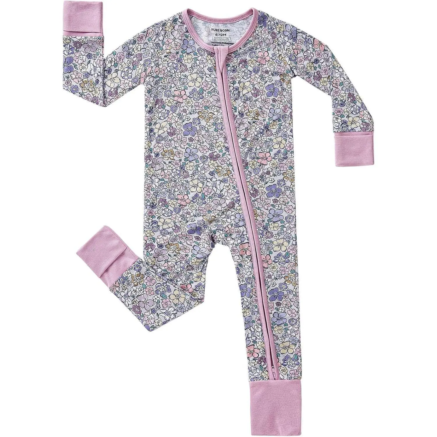 Baby Sleeper Viscose from Bamboo Zipper Footies 0-24 Months | Buttery soft, 2 way zipper, OEKO-TEX Certified, breathable, infant boy girl, fold-over mittens & foot cuffs, all-season