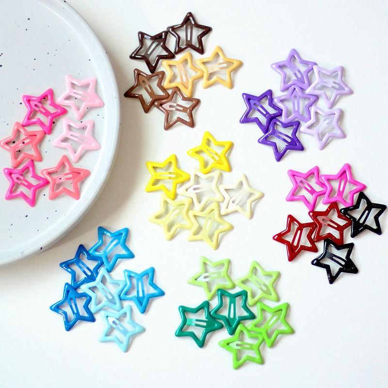 30 Random Color Star Hair Clips, Sweet Cute Design, Protects Hair, Daily Versatile Use, Fashionable Girl's Hair Accessories