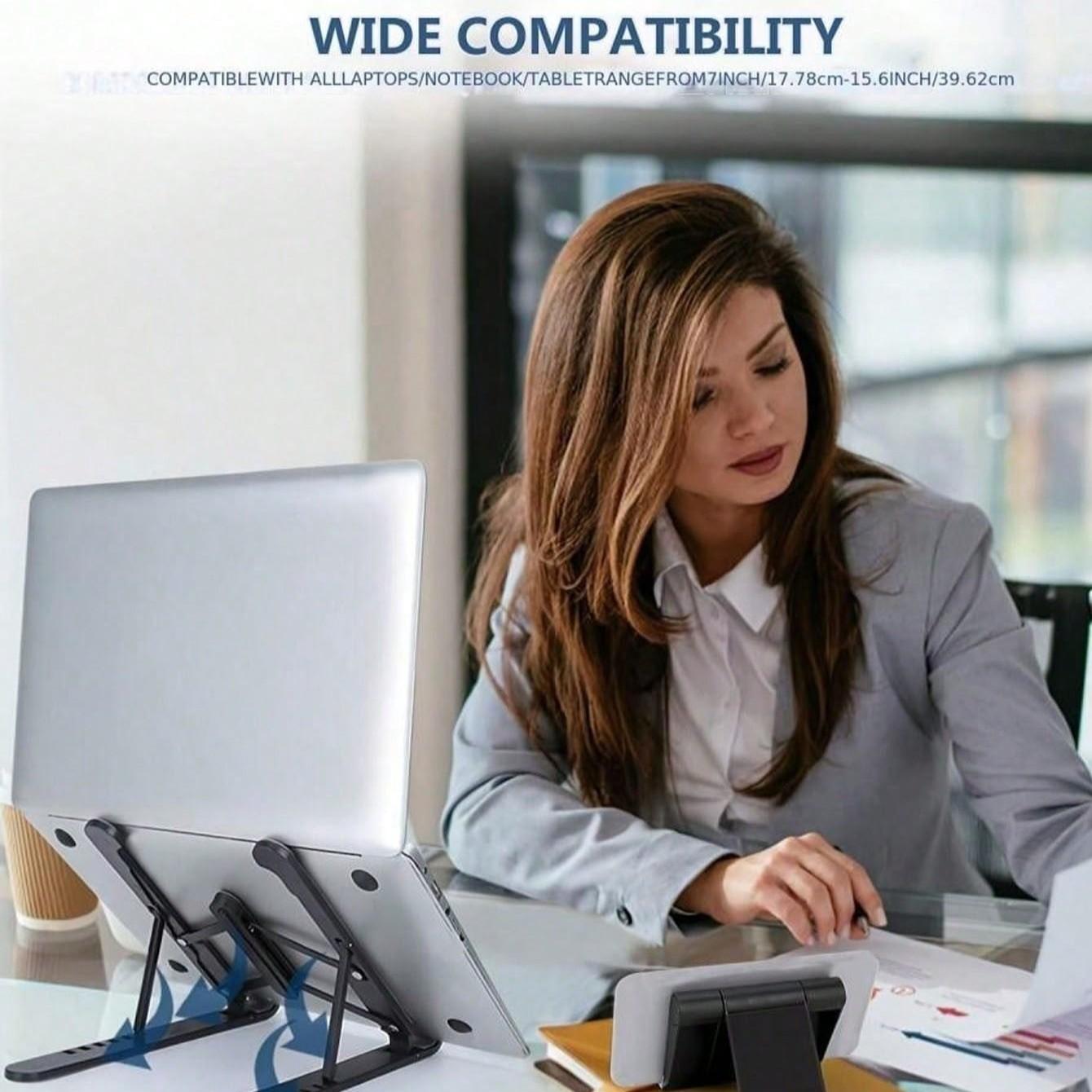 Adjustable Laptop Stand Cooling Riser, Foldable Portable Gaming Tablet Holder, Universal Stable Notebook Support, Durable Design, Computer Stand