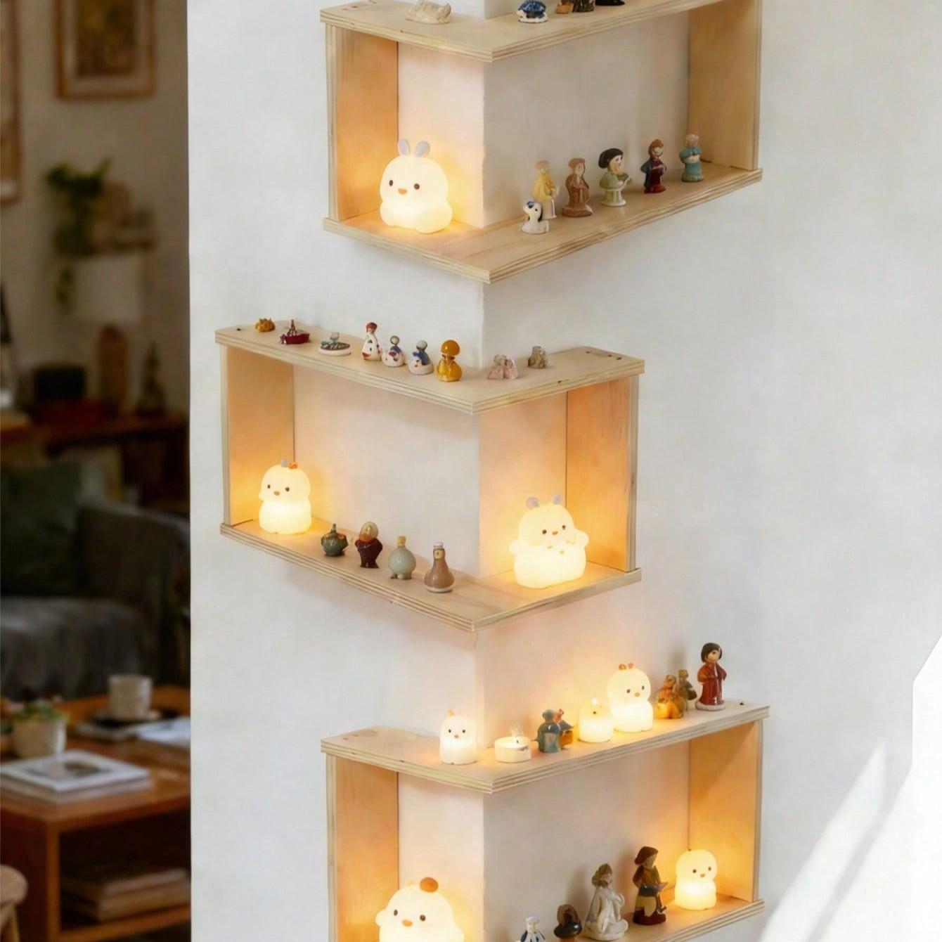 1pc Corner Floating Shelf, Wall Mounted L-Shaped Corner Shelf, Natural Plywood, Home Decor for Bedroom, Living Room, Bathroom, Kitchen