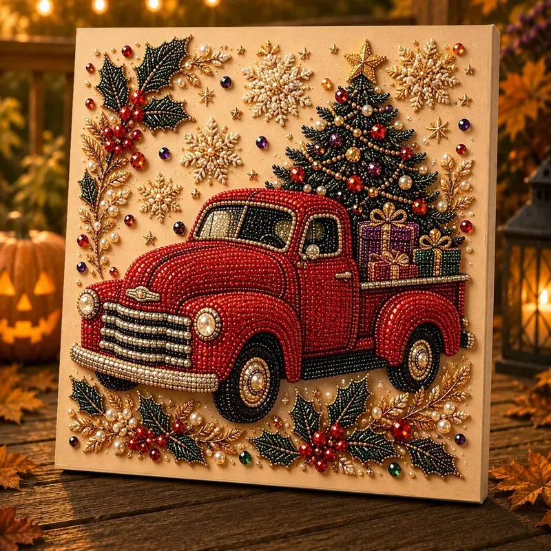 DIY Diamond Painting Kit with Frame, Christmas Pattern, Pearl Diamond Art, DIY Diamond Arts, Perfect for Holiday Gifts, Home Decoration