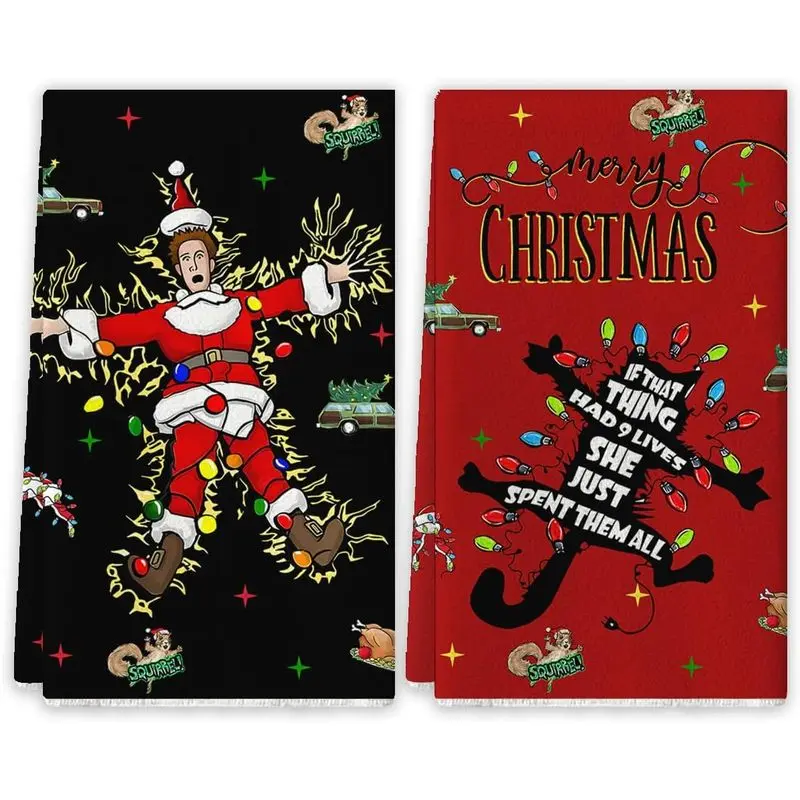 Christmas Vacation Kitchen Towels Funny Christmas Dish Towels Griswold Family Cousin Eddie Christmas Kitchen Decor New Year Xmas Decor Christmas Vacation Decorations for Home Party