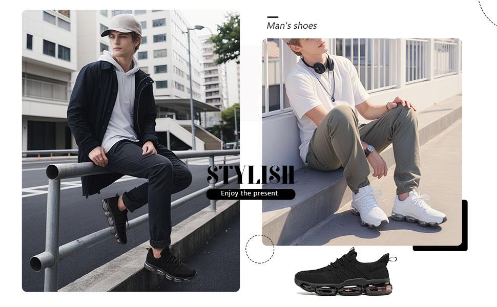 Mens Air Cushion Running Shoes Lightweight Breathable for Treadmill Wear,Cushion Casual Mesh Walking Fashion Sneakers for Daily Wear,Tennis Breathable Sport Gym Fitness Cross Trainers