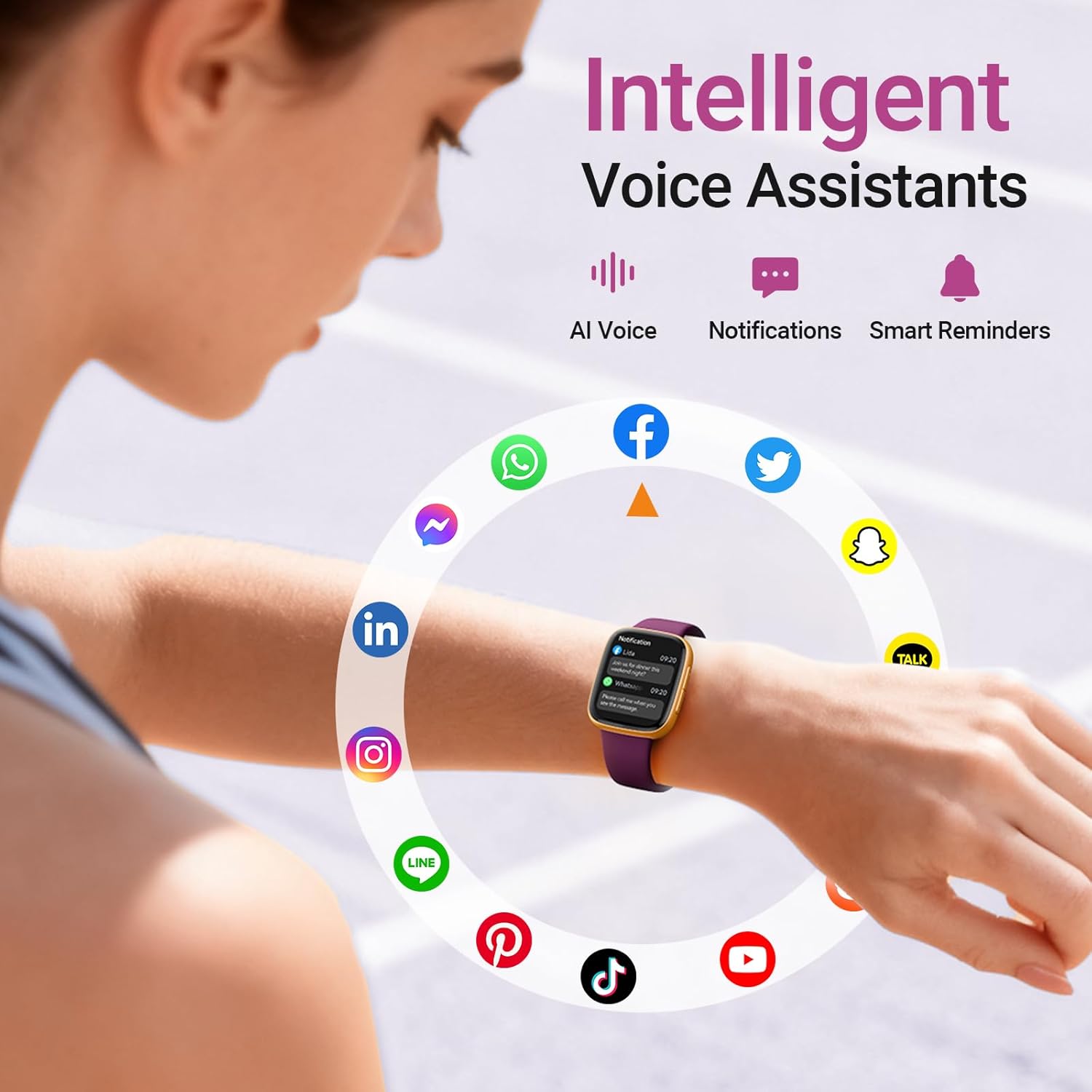 Fitpolo Smart Watch for Women 1.85" AMOLED Fitness Tracker with Bluetooth Call Heart Rate Sleep SPO₂ Monitor 100+ Sports Modes 3ATM Waterproof