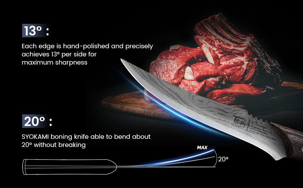 【TikTokShopSpringGlowUp】 SYOKAMI Boning Knife for Meat Cutting, 6.7 Inch Japanese Style Fillet Knife with Wood Handle, High Carbon Razor Sharp Flexible Blade Deboning Knife, Damascus Pattern Full Tang Design Ideal for Gift, Mother's Day Gift