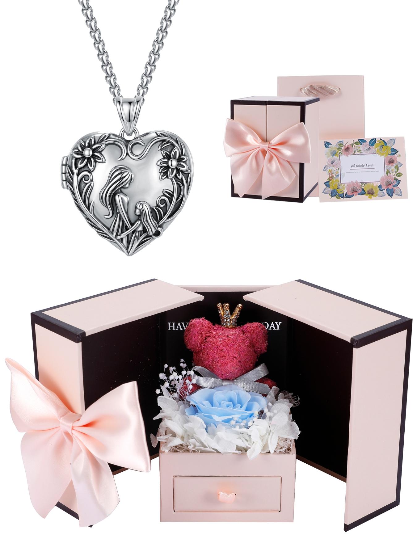 Personalized Mom and Daughter Heart Box Necklace, Customizable Photo Jewelry Gift Set, Mother's Day Christmas Birthday Present