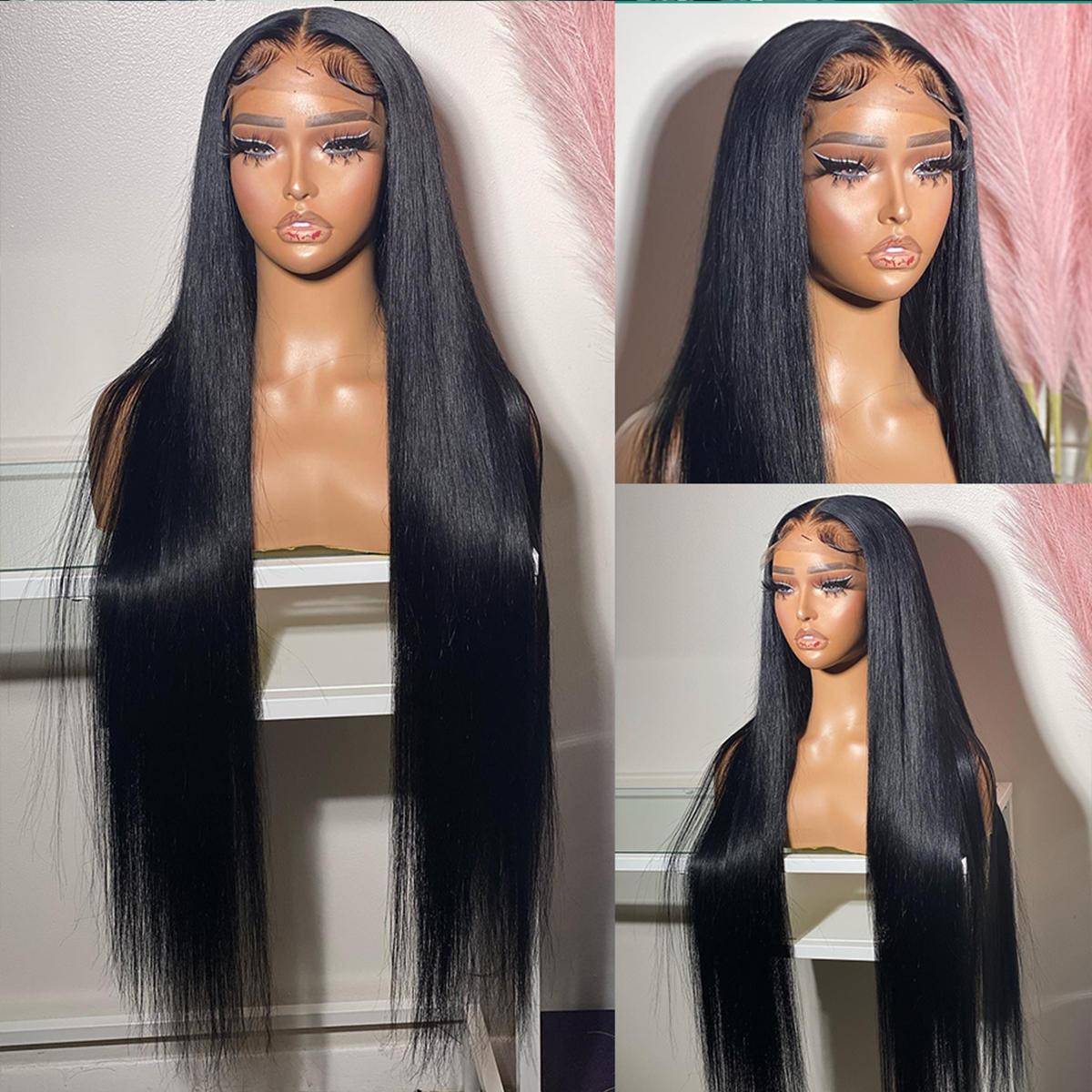 Brazilian 13x6 Lace Front Wigs Human Hair Straight For Women Pre Plucked 13x6 HD Transparent Lace Frontal Wig Natural Hair Line 180% Density TikTokShopBlackFriday