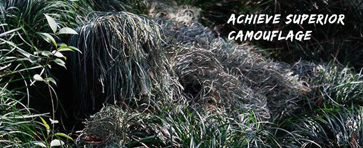 SLSY 5 in 1 Ghillie Suit, 3D Camouflage Hunting Apparel Including Jacket, Pants, Hood, Carry Bag Suitable for Unisex Adults/Youth (M/L/XL/XXL) SLSY 5 in 1 Ghillie Suit, 3D Camouflage Hunting Apparel Including Jacket, Pants, Hood, Carry Bag Suitable for Unisex Adults/Youth (M/L/XL/XXL)