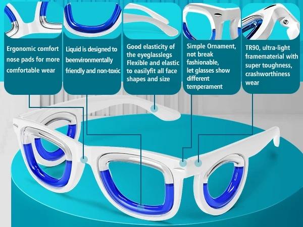 Reusable Liquid Technology Anti-Motion Sickness Glasses - Food-Safe Travel Motion Relief for Car, Boat Use with VR Games Compatibility