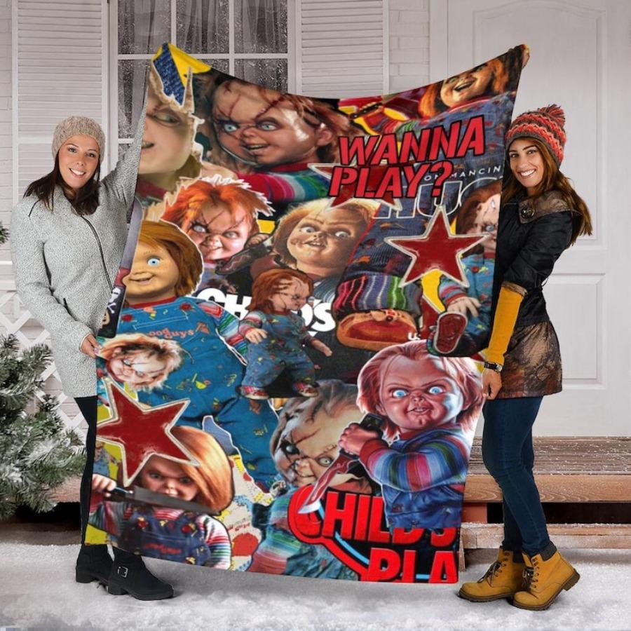 Hello Darkness My Old Friend , Horror Chuckyi Movie  Iconic Scary Character Throw, Cozy Halloween Home Decor, Myers Horror Lovers Gift Halloween Decor, Valentines Day gift Fashionable Flannel Lunch Break Blanket