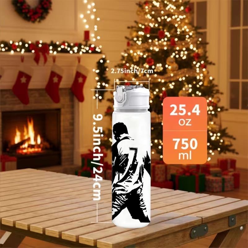 1pc Sports Soccer Plastic Water Bottle, With Flip-top Lid, 25oz (750ml) Plastic Cup. Ideal for Outdoor Activities, Durable and Drop-resistant, Easy to Clean. Lightweight and Portable