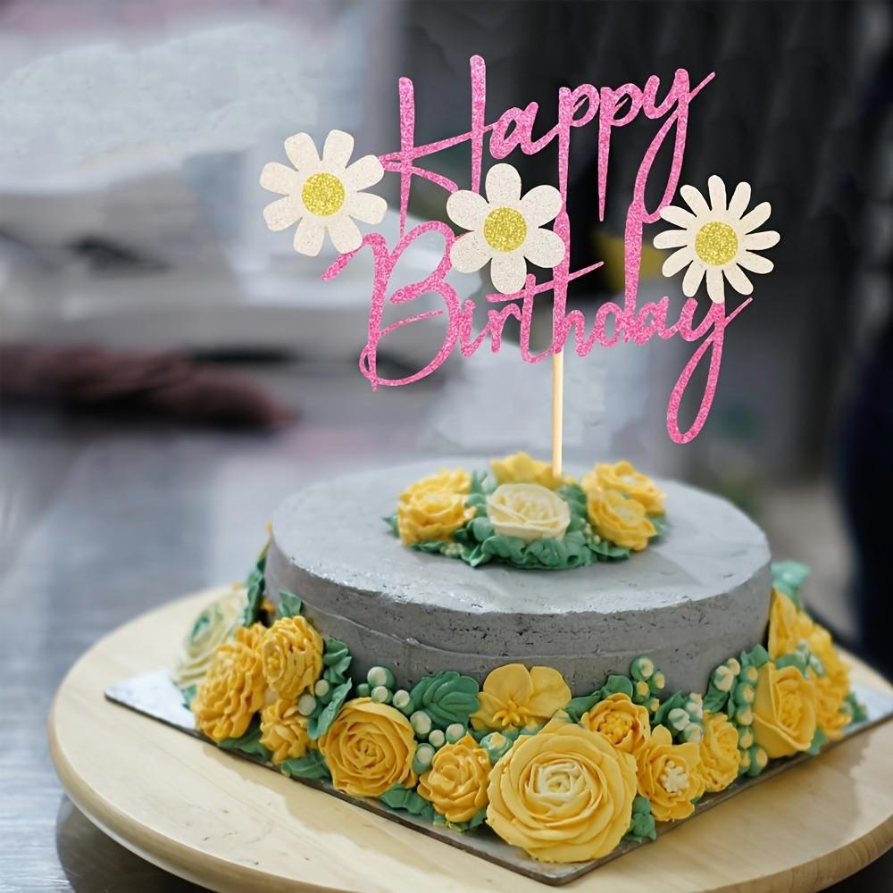 1 Daisy-themed birthday party cake decoration set