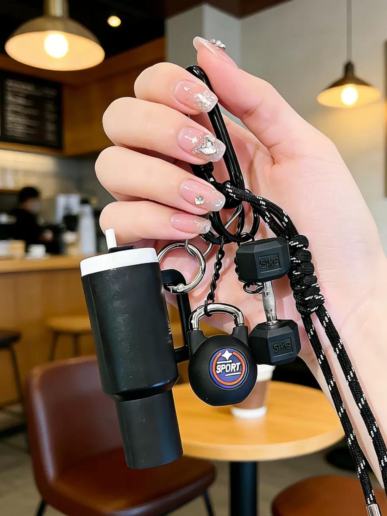 Creative Design Sports Water Bottle Series, Fitness Accessories, Fashion Keychain, Dumbbell Plate Weight Charm, Backpack Pendant, Perfect Gift for Men and Women