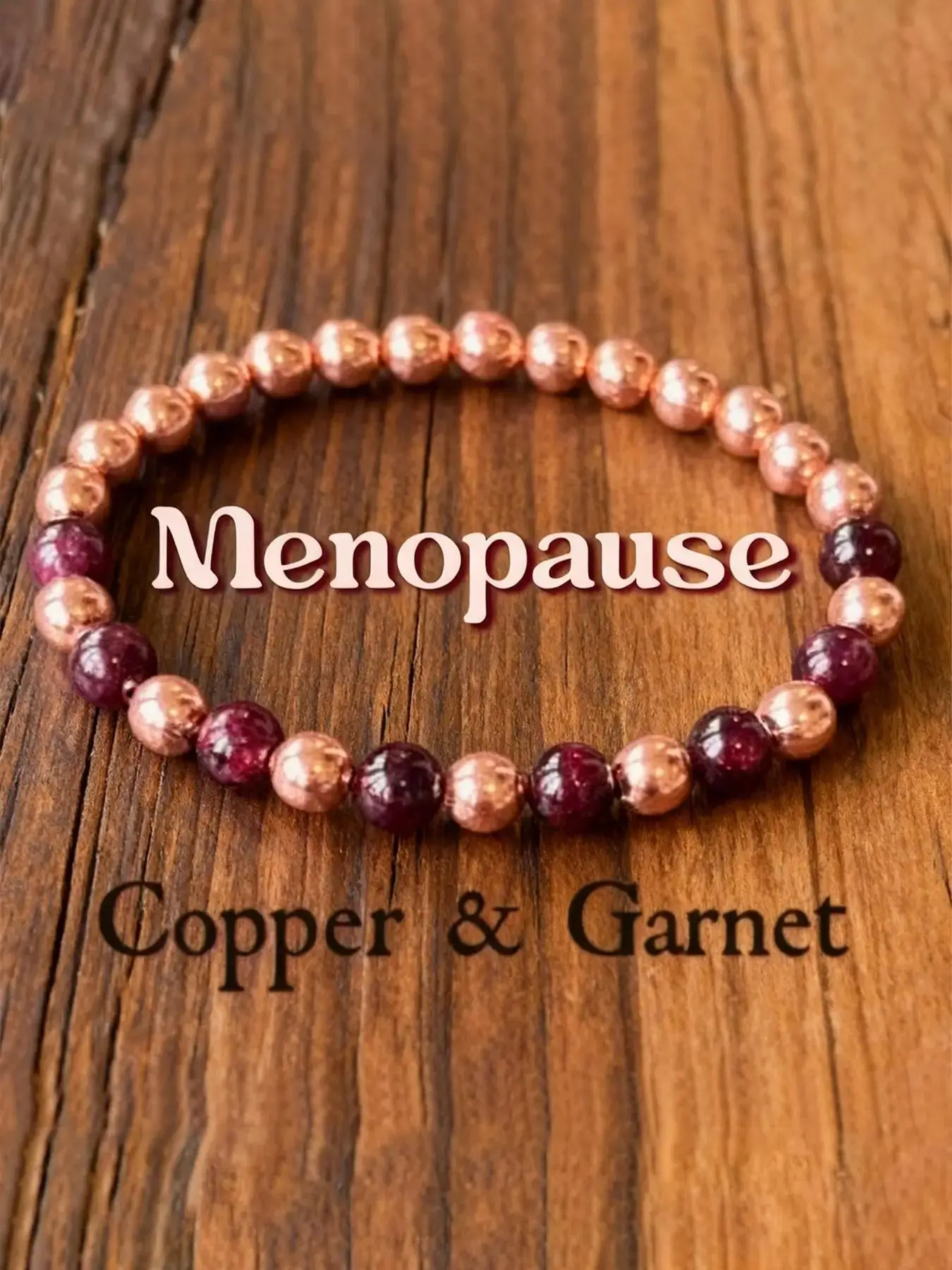 Natural Garnet Crystal Bracelet, Menopause Hormone Balance, Copper Design, Women's Stress Relief Bohemian Jewelry, Elegant Bracelet