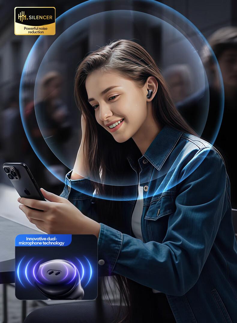 In-ear & clip-on 2-in-1 wireless Bluetooth headset Bluetooth 6.0 IPX5 sports waterproof and sweatproof Two earphones connected at the same time for uninterrupted listening Couple earphones