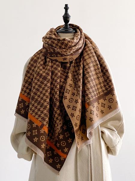 Women's Fashion Elegant Plaid Scarf with Fringe Decoration, Soft Warm Shawl for Fall & Winter, Stylish Accessory for Women and Girls, Blanket Scarf