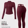 Women's Two-Piece Slim-Fitting Workout Set, Gym Outfit, Exercise Clothing Set, Long Sleeve Top and Below-Ankle Sports Pants with Natural Waistline, All-Season Comfort Tracksuit Set, All Season Activewear