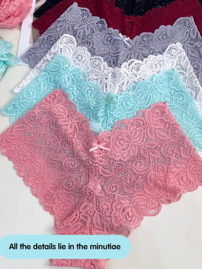 Women's Low-Rise Lace Panties with BowknotWaist. Sexy, breathable and elastic. Available in variouscolors like black, Stretchy delicately laced. Comfortable and stylish for daily wear. Womenswear Basic French Soft 18Pcs thongs Sheer