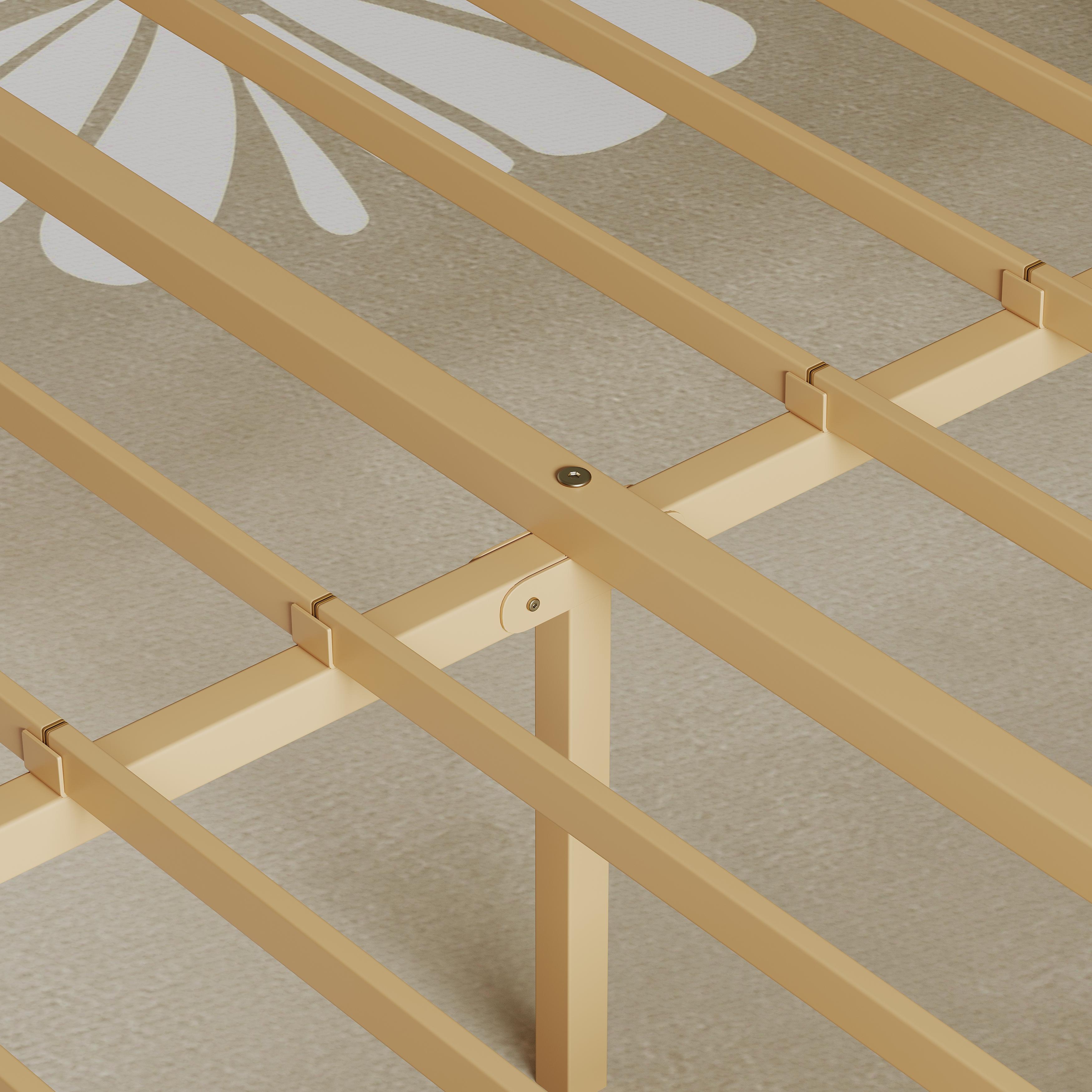 Aardhen Modern Platform Bed Frame with Wavy Headboard 14in Height No Box Spring Needed Easy Assembly with Metal Slats for Silent Stability