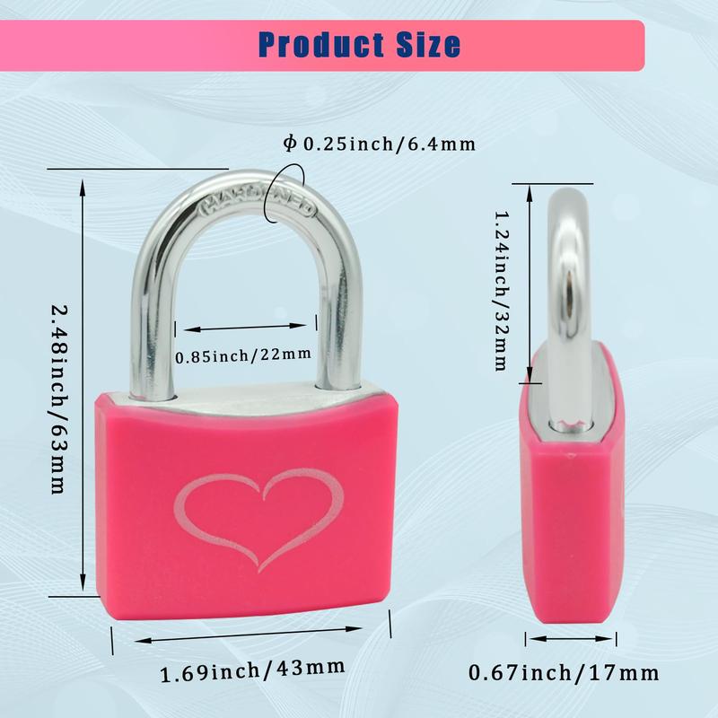 2-Pack Pink Padlocks with 3 Keys Each – Durable 1-9/16" (40mm) Aluminum Lock Body, Keyed Alike for Easy Use, Perfect for Gym Lockers, Gates, Sheds, Storage Units, Fences, Toolboxes – Stylish & Secure Locks for Everyday Protection