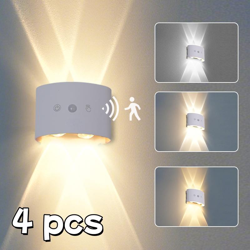 USB Rechargeable Motion Sensor Night Light, Touch Control, Adjustable 3 Color LED Step Lamp, Wall Mounted Wireless LED Night Light