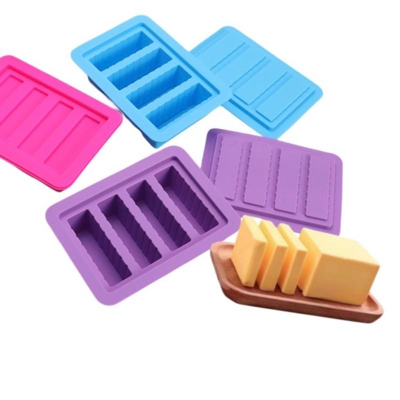 Silicone Butter Mold, Creative Rectangular Cake Soap Popsicle Mold, 3D Bread Tray, DIY Pudding Kitchen Tool, Reusable Ice Cube Mold