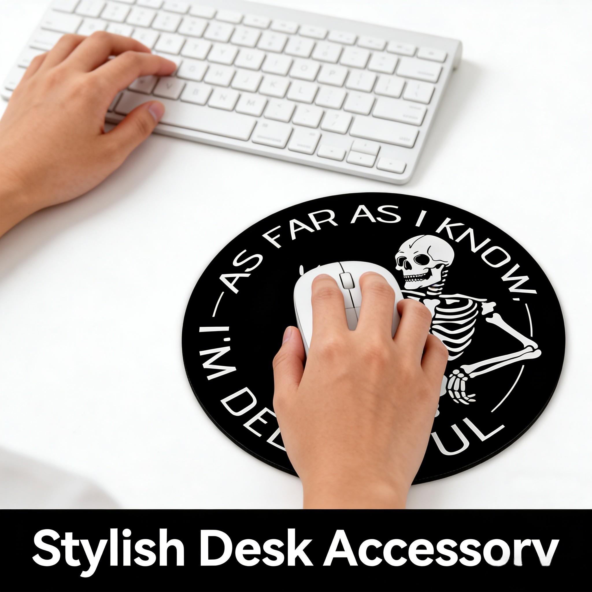 Fashion Skull Head Round Mouse Pad, Non-Slip Rubber Base, Small Desktop Mat for PC/laptop, Gaming/mouse Pad, Gift for Women, 7.87 Inches