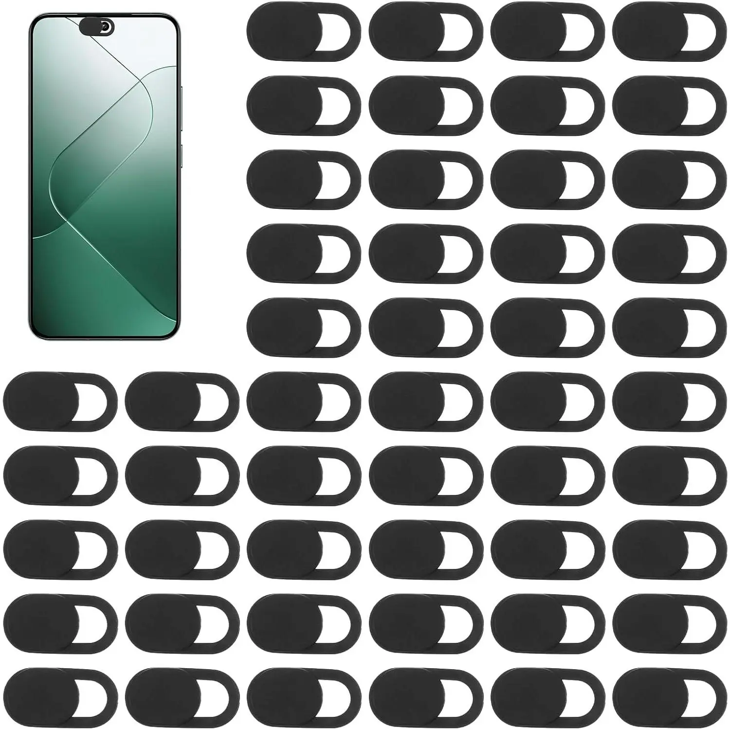 50 count Webcam Cover, Black Practical Laptop Camera Cover Small Portable Phone Camera Covers for Compute Cell Phone PC Accessories to Protect Your  and