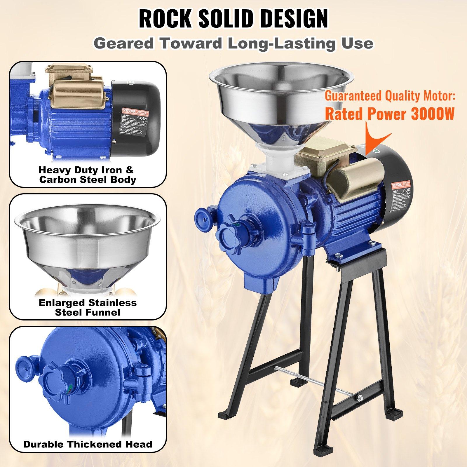 VEVOR Electric Grain Mill Grinder, 3000W Spice Grinders, Commercial Corn Mill with Funnel, Thickness Adjustable Powder Machine, Heavy Duty Feed Flour Cereal Mill Wheat Grinders, Dry Grinder VEVOR Electric Grain Mill Grinder, 3000W Spice Grinders, Commercial Corn Mill with Funnel, Thickness Adjustable Powder Machine, Heavy Duty Feed Flour Cereal Mill Wheat Grinders, Dry Grinder