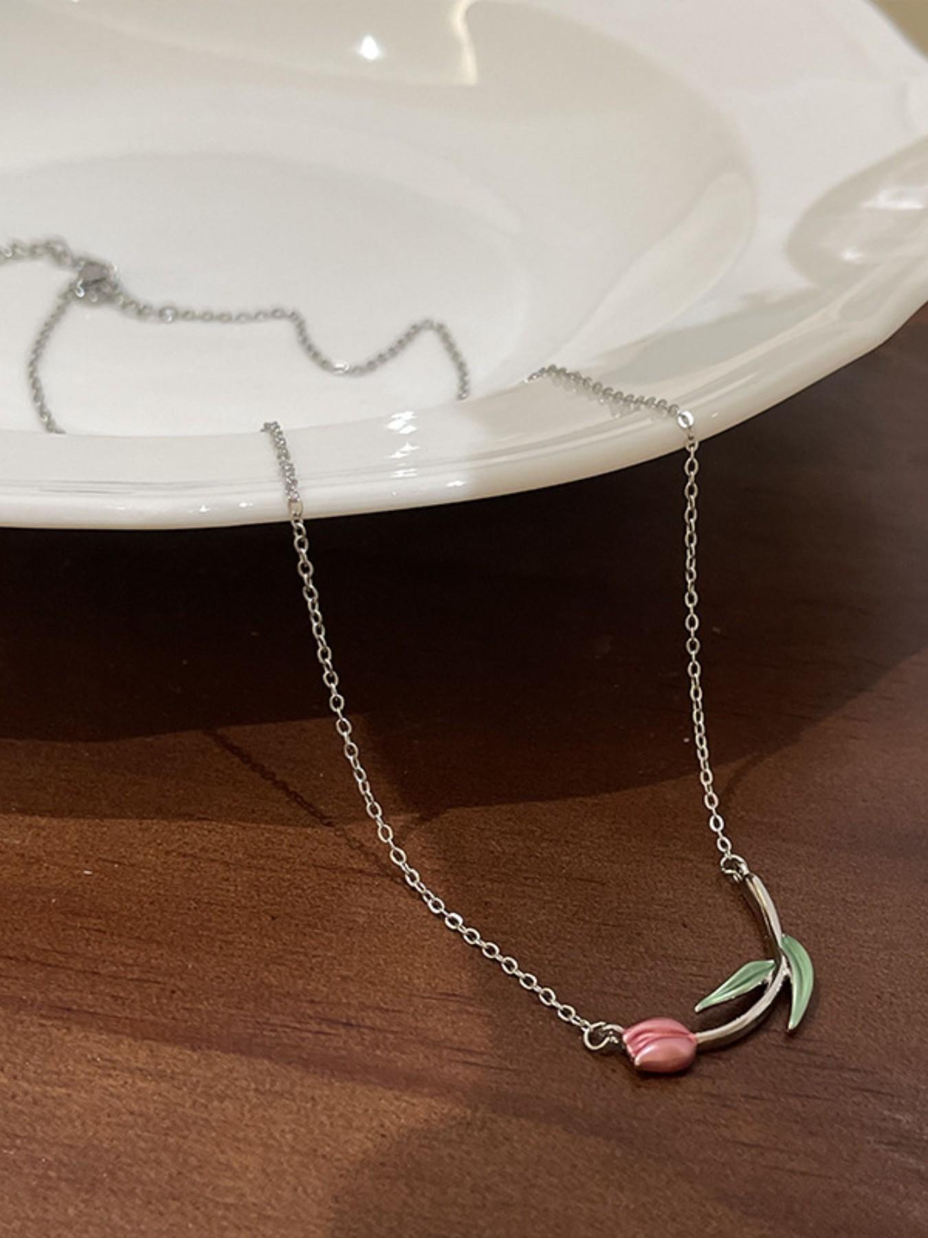 Silver Color Tulip Necklace, Everyday Versatile Jewelry, Classic and Stylish, Easy to Match, Multi-Style Accessory