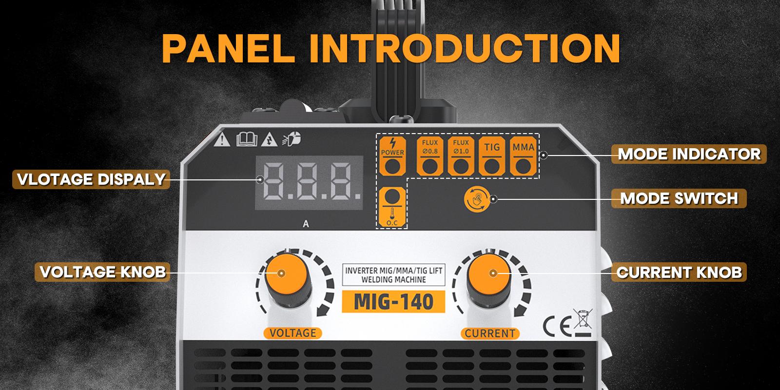 140Amp MIG Welder, 110V Flux Core Welder Flux MIG/Lift TIG/Stick 3-in-1 LED Digital Display Welding Machine, MIG140