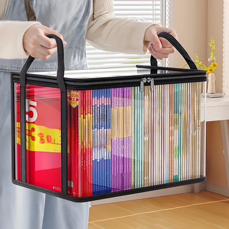 Transparent PVC Storage Bag – Large Capacity Handbag Organizer, Suitable for Clothes, Books, Dormitory Storage, Toys, Etc – Durable Black Decorative Multi-Functional Organizer with Handle