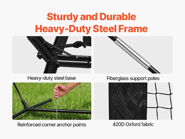 VEVOR 8x 8 ft Football Trainer Throwing Net, Training Throwing Target Practice Net with 6 Target Pockets, Knotless Net Includes Straps and Portable Carry Case, Improve QB Throwing Accuracy, Black