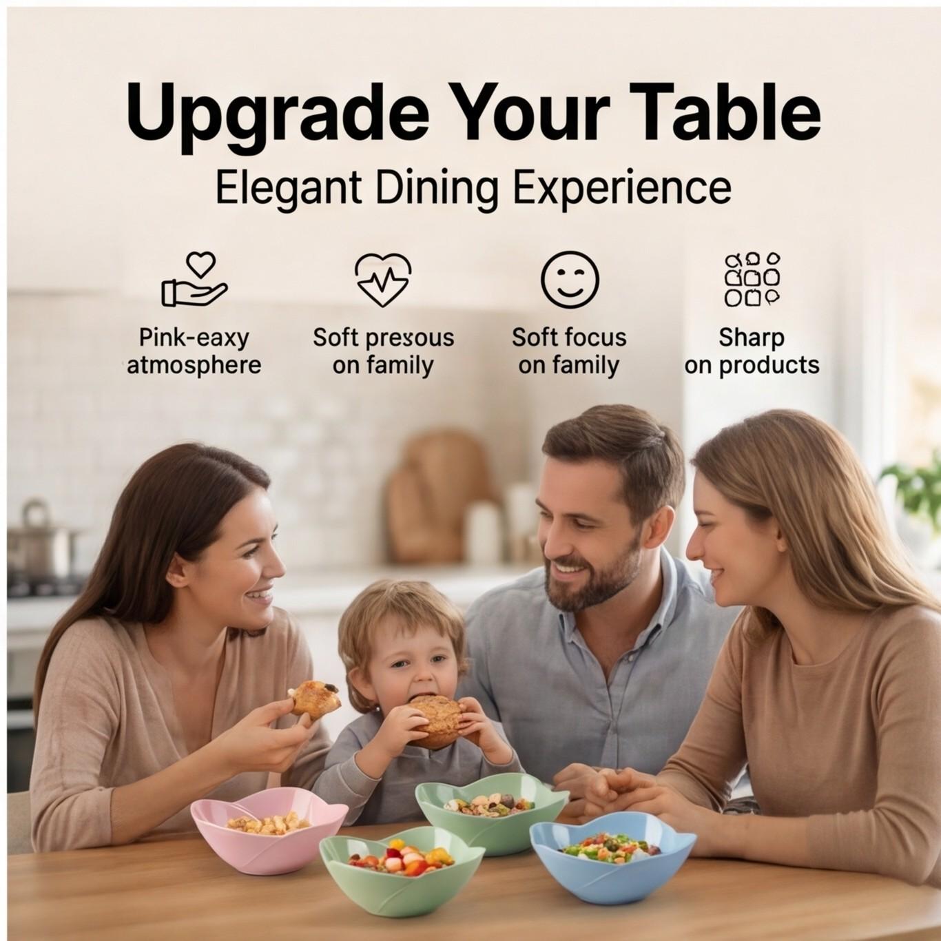 3-Piece High-Edge Large Floral Melamine Bowl Set, Stackable Non-Slip Kitchenware, Unique Design, Dishwasher Safe, Modern Style