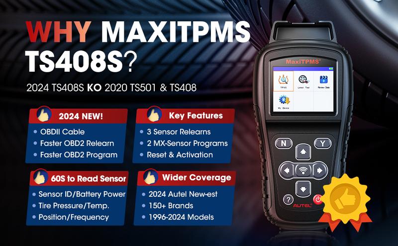 Autel MaxiTPMS TS408S Relearn Tool: TPMS Programming Tool, TPMS Reset, Diagnose, Read, Clear TPMS DTCs, Upgraded of Autel TS408 Autel MaxiTPMS TS408S Relearn Tool: TPMS Programming Tool, TPMS Reset, Diagnose, Read, Clear TPMS DTCs, Upgraded of Autel TS408
