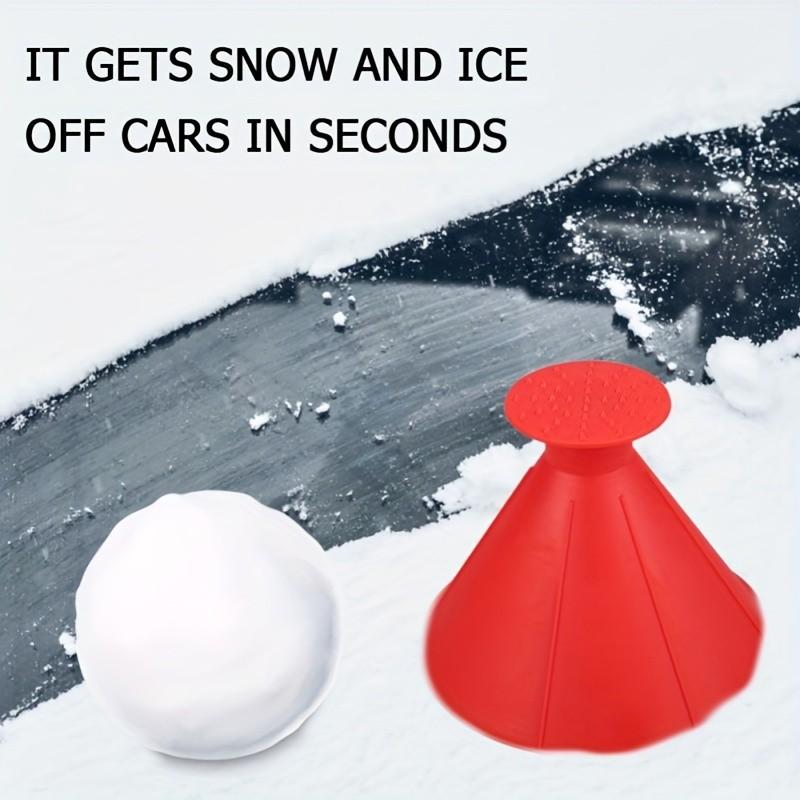 4pcs Car Window Ice Scraper Magic Funnel Snow Shovel, Round Plastic Snow Brush, Efficient Snow Removal Tool for Cars