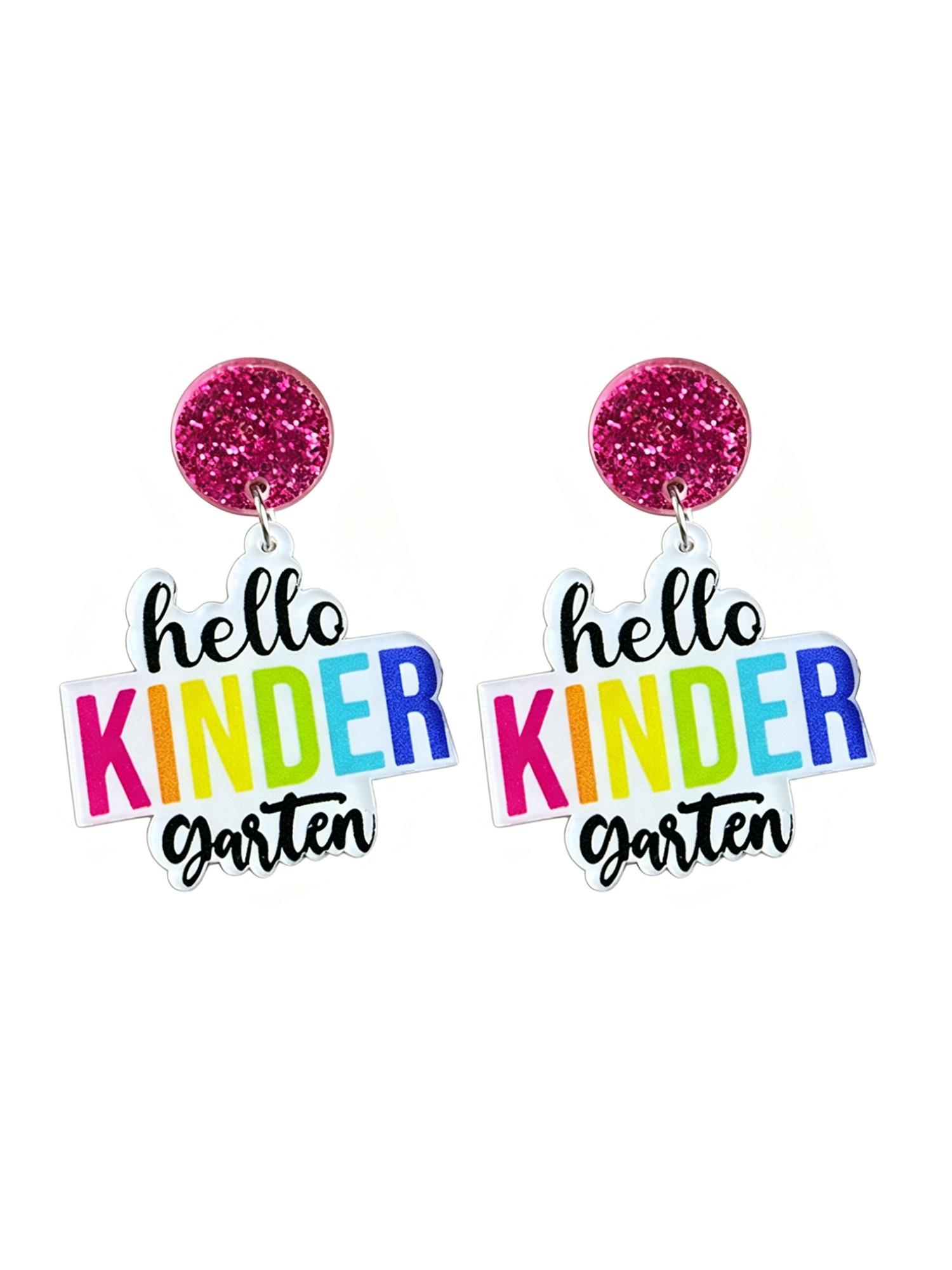 European and American Style Teacher Drop Earrings, Colorful Simple Text Sparkling Student Ear Rings, All Seasons Preppy Fashion Jewelry