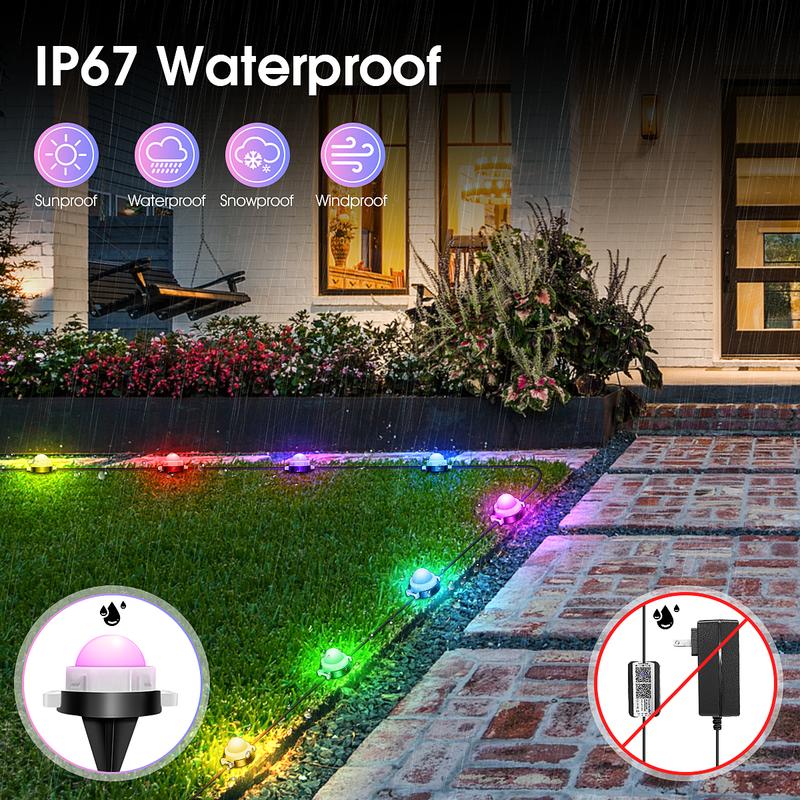 Customizable Ground Lighting 50ft/100ft/150ft RGB+IC Smart Path LightLight Outdoor Waterproof IP67 App and Remote Control with Music Sync 63 Color Changing Modes Timer Voice Control via Alexa for Lawn Garden Patio Yard Decoration Customizable Ground Lighting 50ft/100ft/150ft RGB+IC Smart Path LightLight Outdoor Waterproof IP67 App and Remote Control with Music Sync 63 Color Changing Modes Timer Voice Control via Alexa for Lawn Garden Patio Yard Decoration