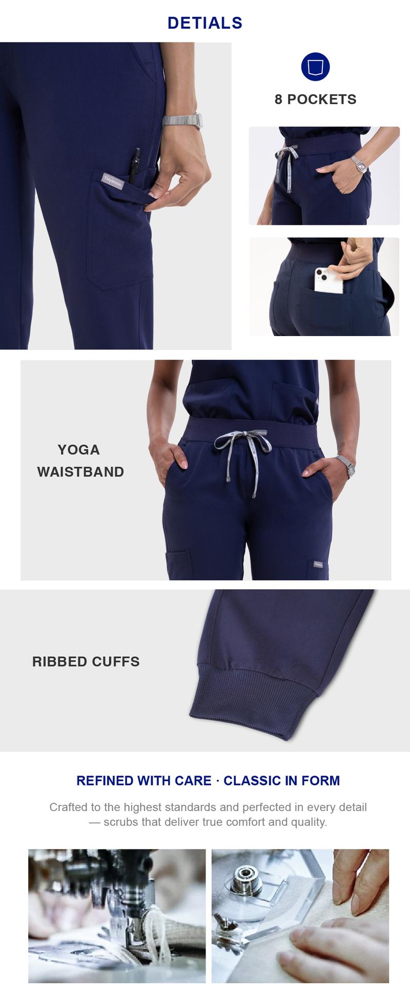 Tinylemon Women's Scrub Pants – 8 Pockets Jogger with Yoga Waistband Slim Fit 4-Way Stretch Anti-Wrinkle
