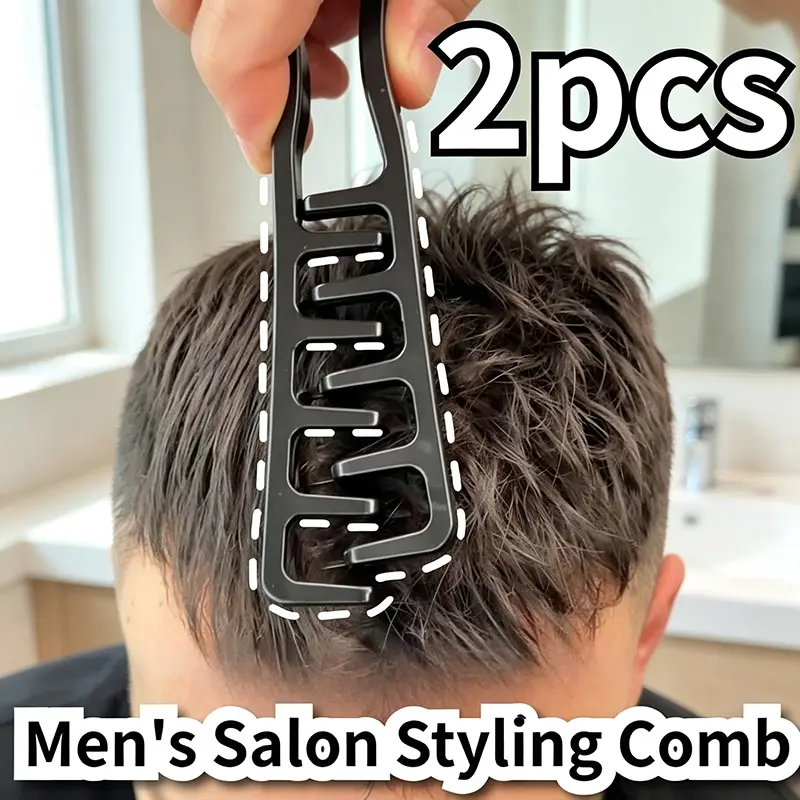 2pcs Men's & Unisex Salon-Grade Hair Styling Comb & Clip Set - Portable Suitable for Voluminous Top Knots, Slicked Back Pompadours, Textured Perms, Pre-Styling Spikes - Compact Hair for Daily Use, Travel, for Hair Types