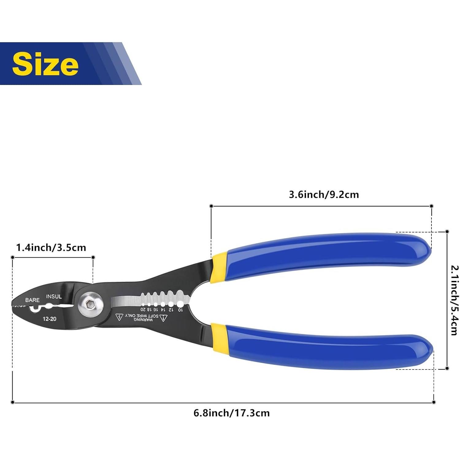 4-in-1 Wire Stripper and Crimping Pliers for Clamping,  and Stripping, Compact Multifunction Tool for 10–20 AWG Wires