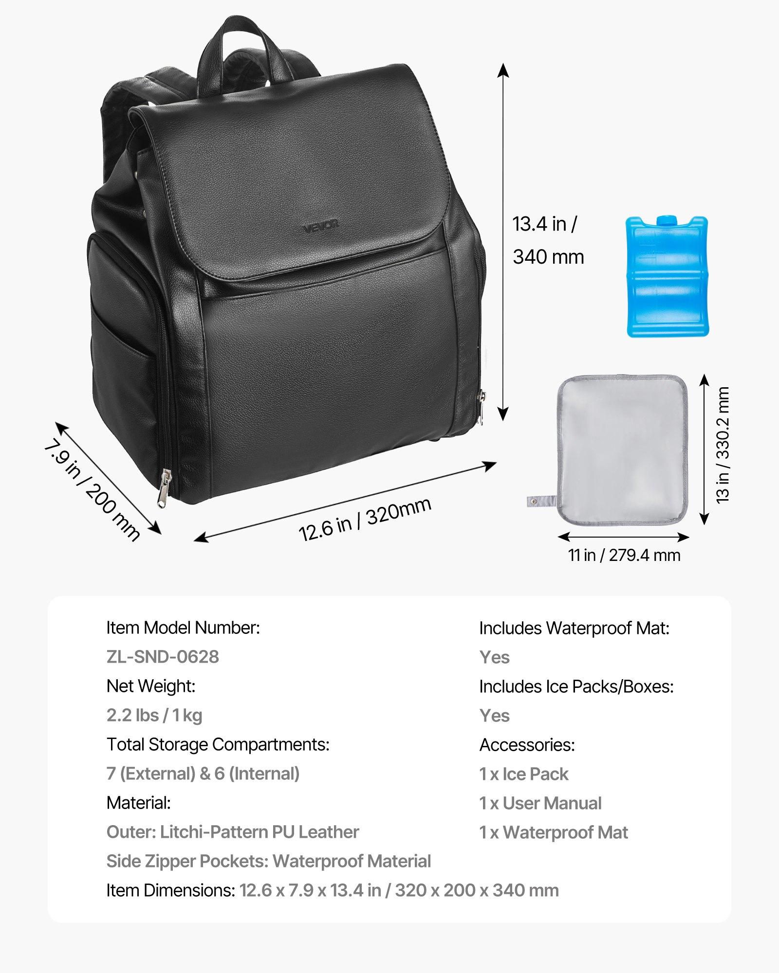 fathersdaygift  VEVOR Breast Pump Backpack, Breast Feeding Bag with Ice Pack, Fits for S1/S2, Pumping Accessories Breastmilk Storage, Portable Pump Carrying Case for Work, Travel and Family Use, Black